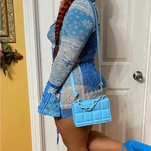 Stylish Blue Quilted Crossbody Bag
